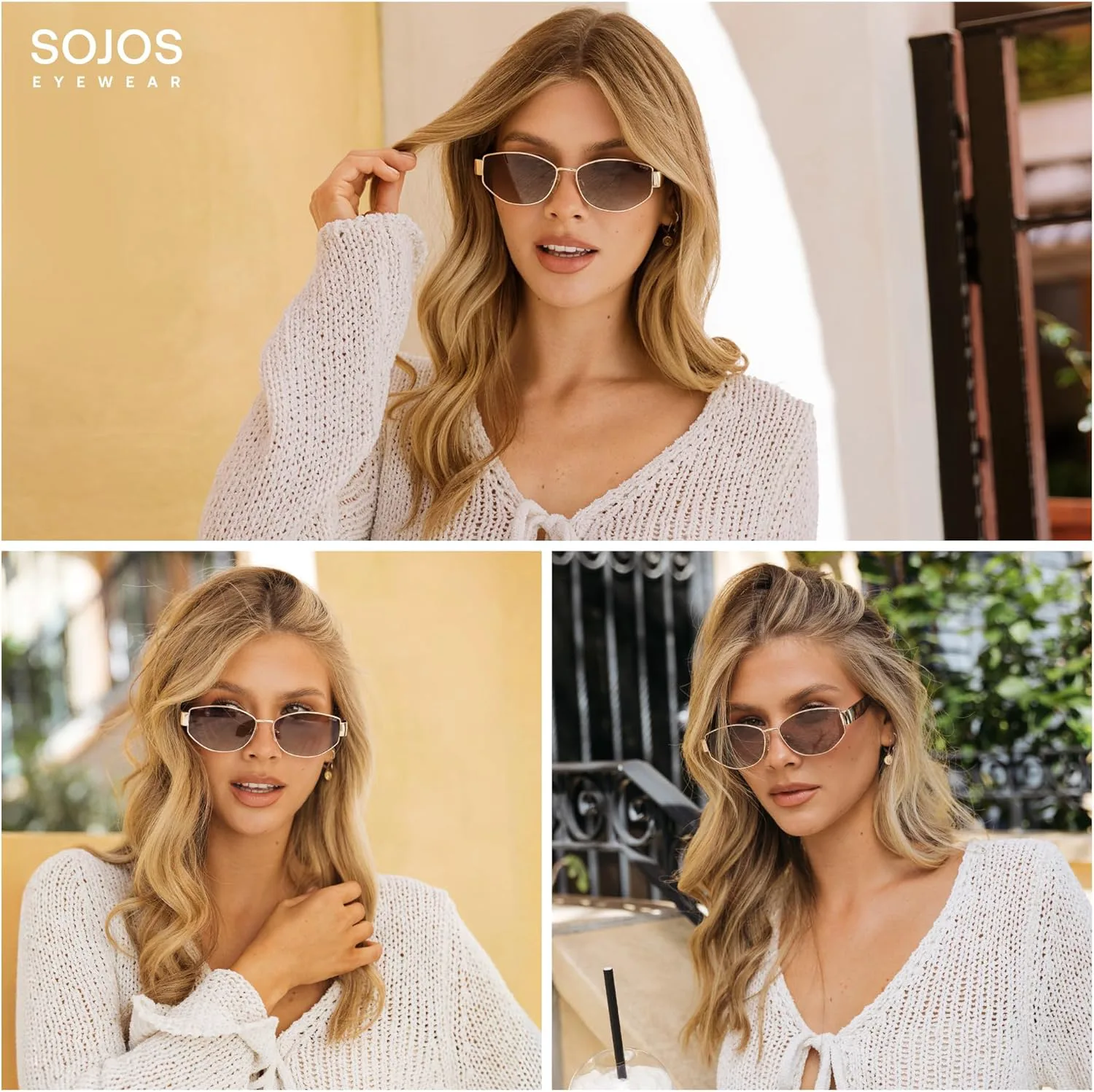 

Поляризованные солнцезащитные очки SOJOS для женщин, модные шестиугольные солнцезащитные очки в стиле ретро с защитой от УФ-излучения UV400 SJ1257, Gold/Grey