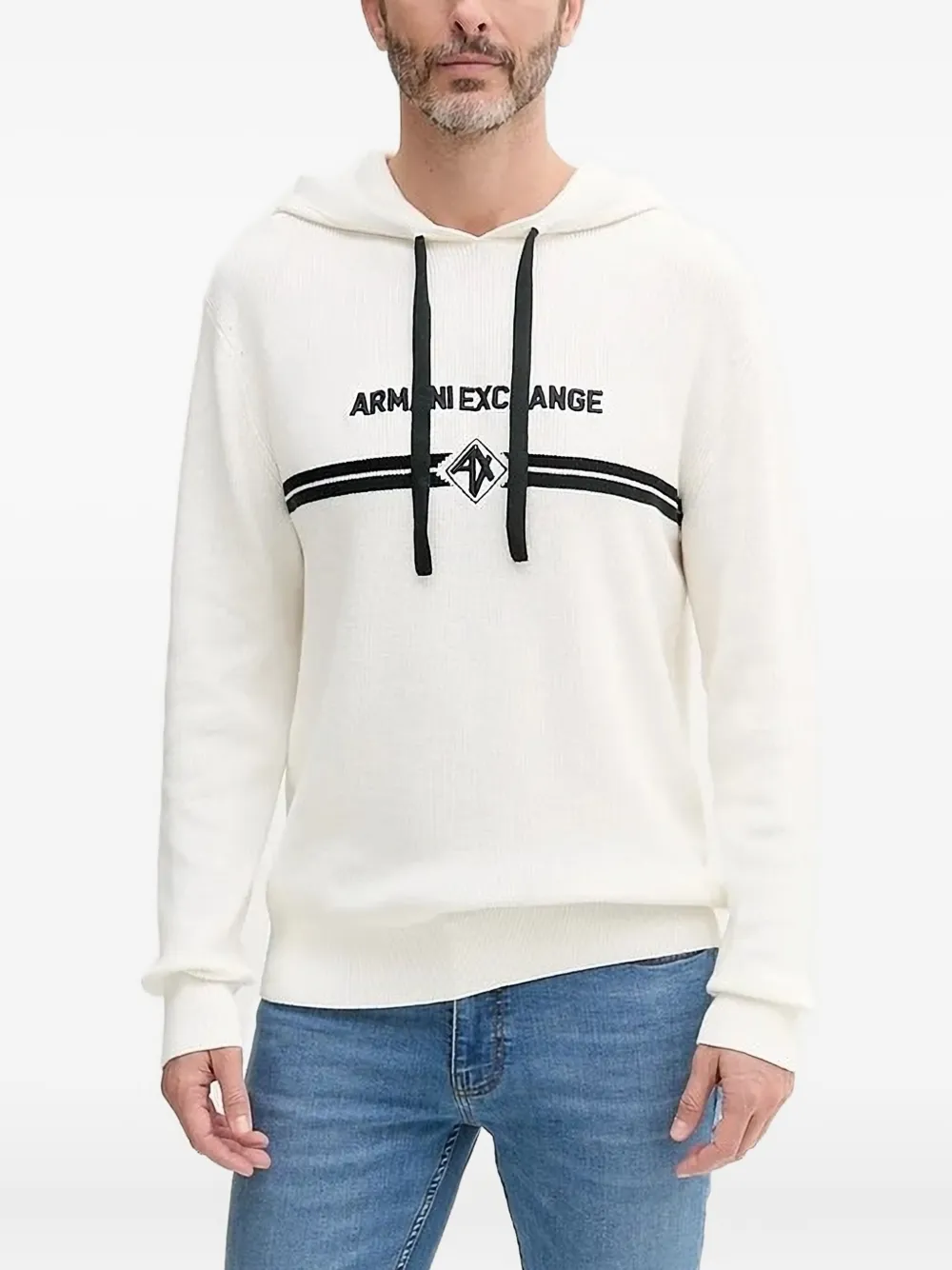 

Свитер с капюшоном и вышитым логотипом Armani Exchange, белый