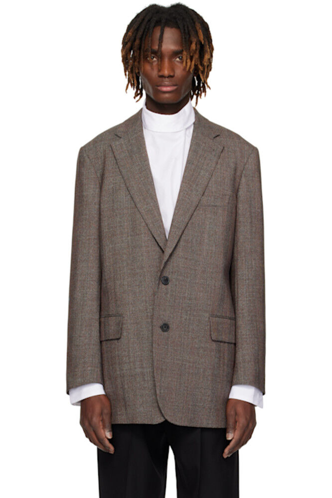 

Коричневый клетчатый блейзер Dries Van Noten