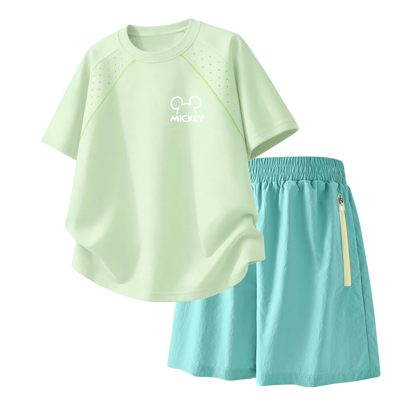 Детский спортивный костюм Casual Sportswear 2 Piece Set Disney, Thick Board Line K Glacier Blue+Solid Color Mint Green — фото 4
