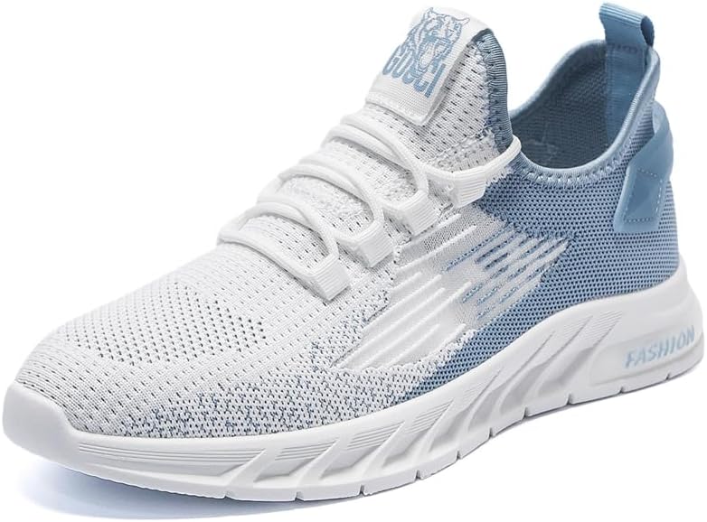 

Мужские кроссовки на шнурках с толстой подошвой, противоскользящие, легкие, повседневные спортивные с сеткой и дышащие низкие кроссовки для бега, подходящие для путешествий, прогулок и игры в теннис Igzbibg, белый