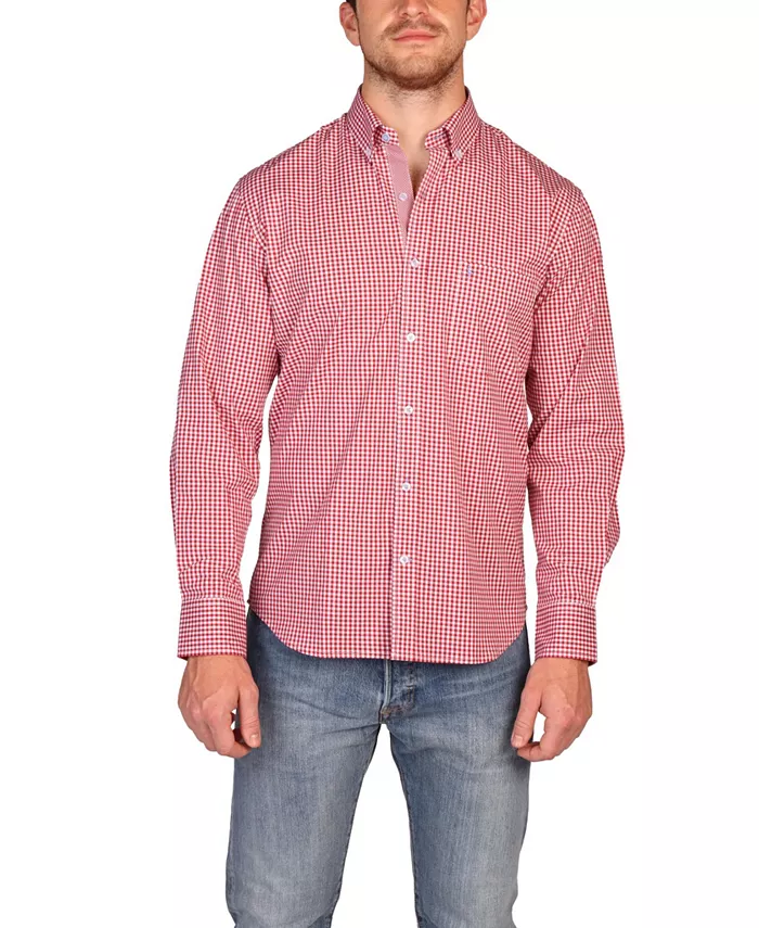 

Мужская классическая рубашка с клетчатым принтом и длинными рукавами Tailorbyrd, красный