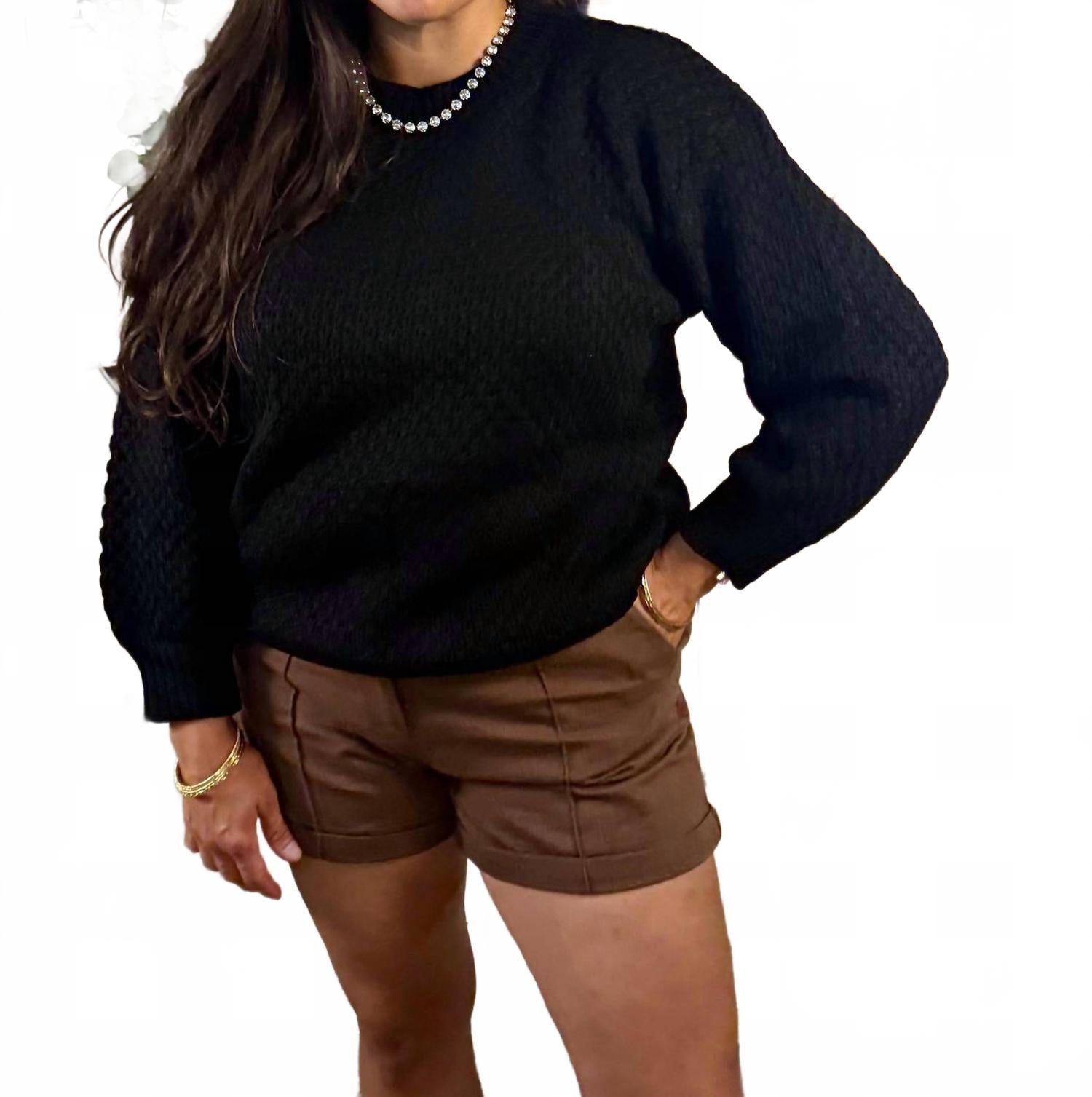 

Свитер вафельного переплетения черного цвета Vine & Love, черный