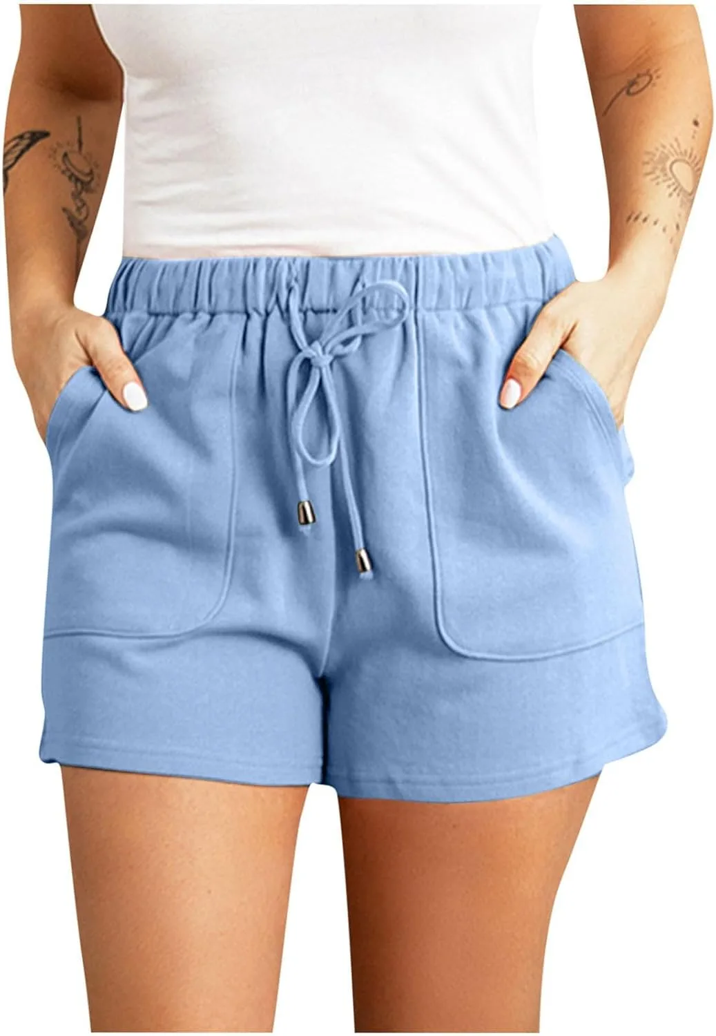 

Женские шорты Athletic Casual 2024 High Waist Drawstring Loose Lightweight