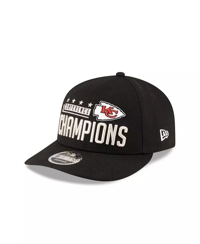 

Мужская черная кепка Snapback Kansas City Chiefs 2023 AFC Champions, коллекция трофеев для раздевалки, низкопрофильная кепка 9FIFTY New Era, черный