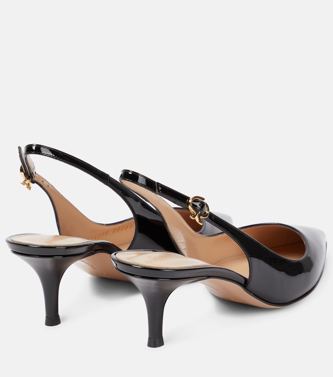 Кожаные туфли ribbon sling 55 с пяткой на пятке Gianvito Rossi, черный — фото 3