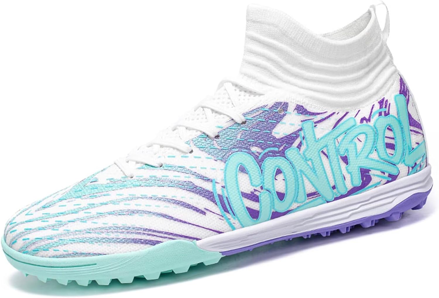 

Мужские футбольные бутсы для искусственного газона, женские и детские высокие футбольные бутсы для игры в помещении, спортивные бутсы до щиколотки с шипами для игры в помещении AG Purfitall, белый