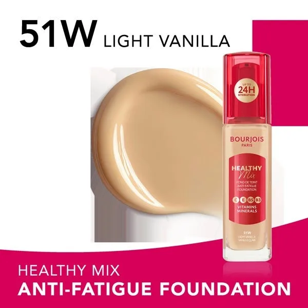Тональная основа BOURJOIS Healthy Mix Foundation, 51W Light Vanilla — фото 3