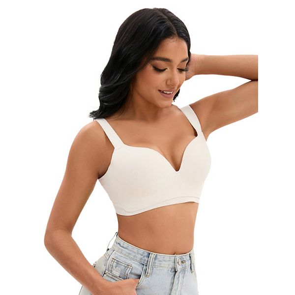 

3 упаковки женских бюстгальтеров push up без косточек с u-образной спинкой и регулируемыми бретелями Inspire Chic, White Black