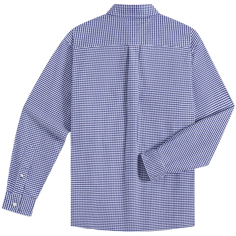 Рубашка мужская с лацканом Tommy Hilfiger, Blue White Plaid Pattern 0MV — фото 3