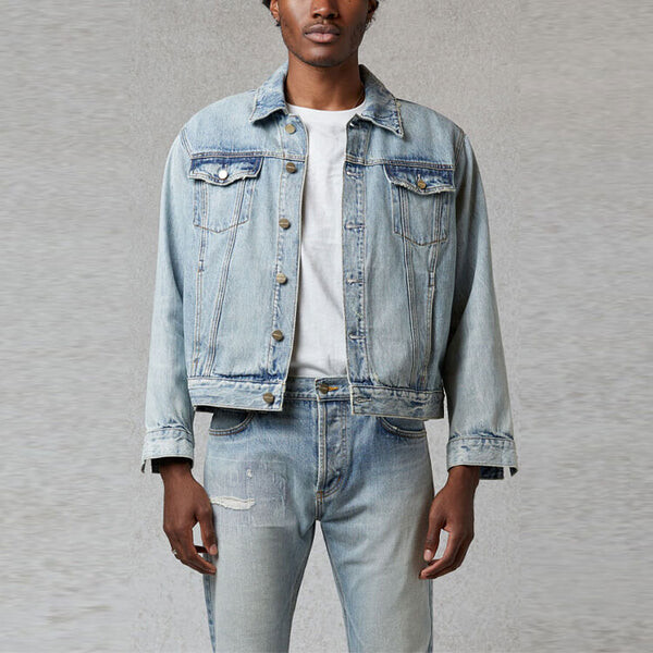 Куртка fw20 light denim trucker jacket 'indigo' Fear Of God Essentials, синий — фото 3