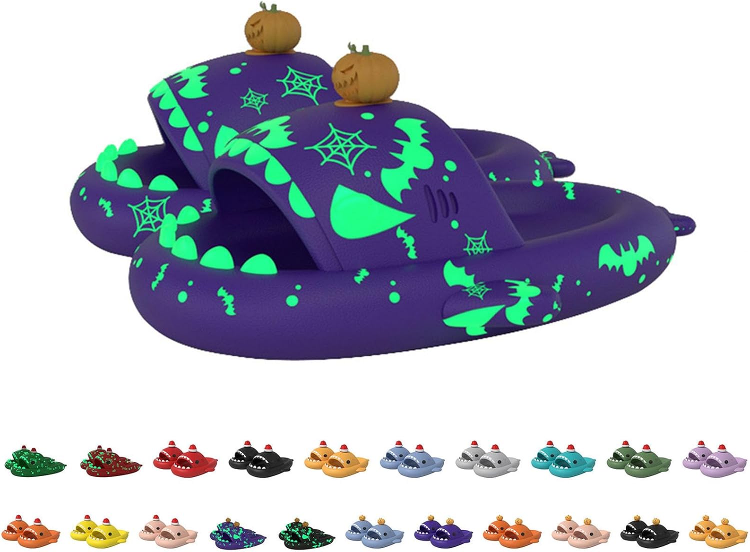 

Сланцы с акулой на Хэллоуин, рождественские сланцы с акулой, облачные сланцы с акулой 3D мультяшные тапочки для женщин и мужчин Generic, фиолетовый