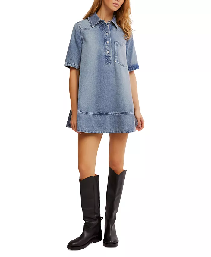 

Женское мини-платье Remino из денима Free People, синий