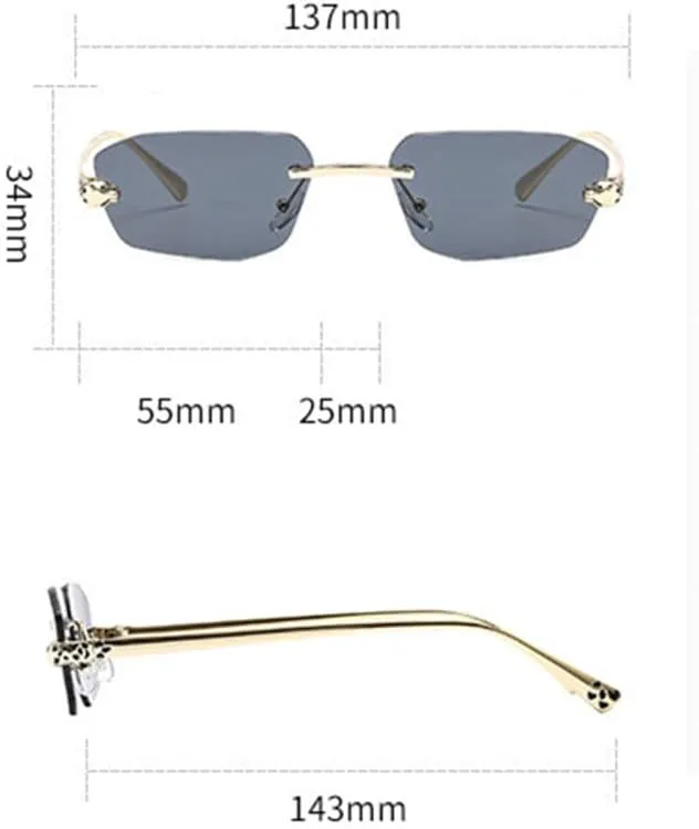 

Прямоугольные солнцезащитные очки без оправы для мужчин, градиентная защита от УФ-излучения, женские солнцезащитные очки с металлическим покрытием LXLHWN, 1