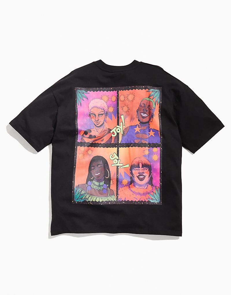 

ASOS DESIGN – PRIDE – Черная футболка унисекс оверсайз с принтом на спине