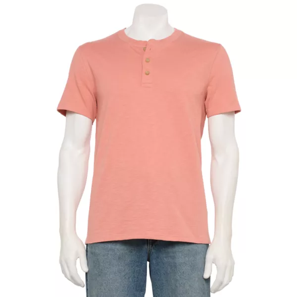 

Мужская адаптивная базовая футболка с коротким рукавом Henley Sonoma Goods For Life, красный