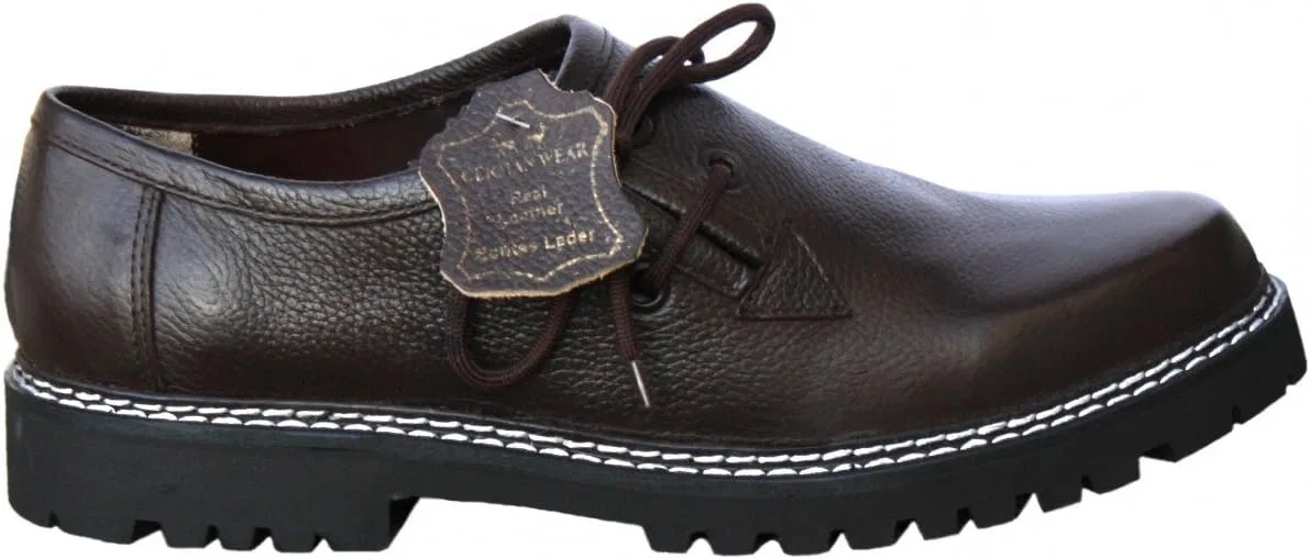 German Wear Немецкие традиционные туфли Haferlschuhe из гладкой кожи, ручной работы, темно-коричневого цвета — фото 2