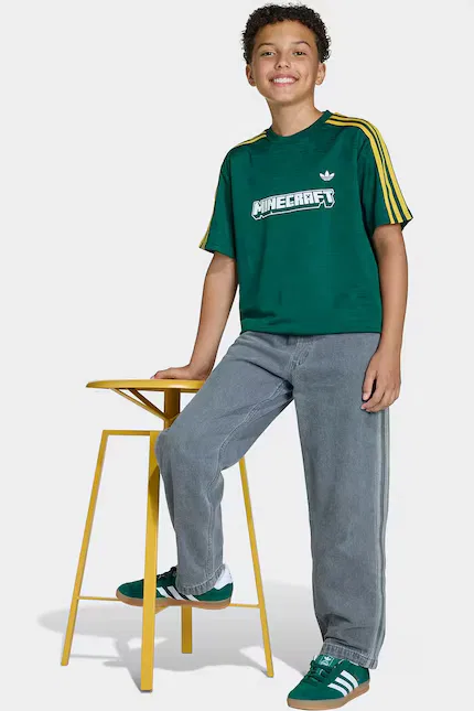 Футболка детская с принтом Minecraft Adidas Originals, зеленый — фото 4