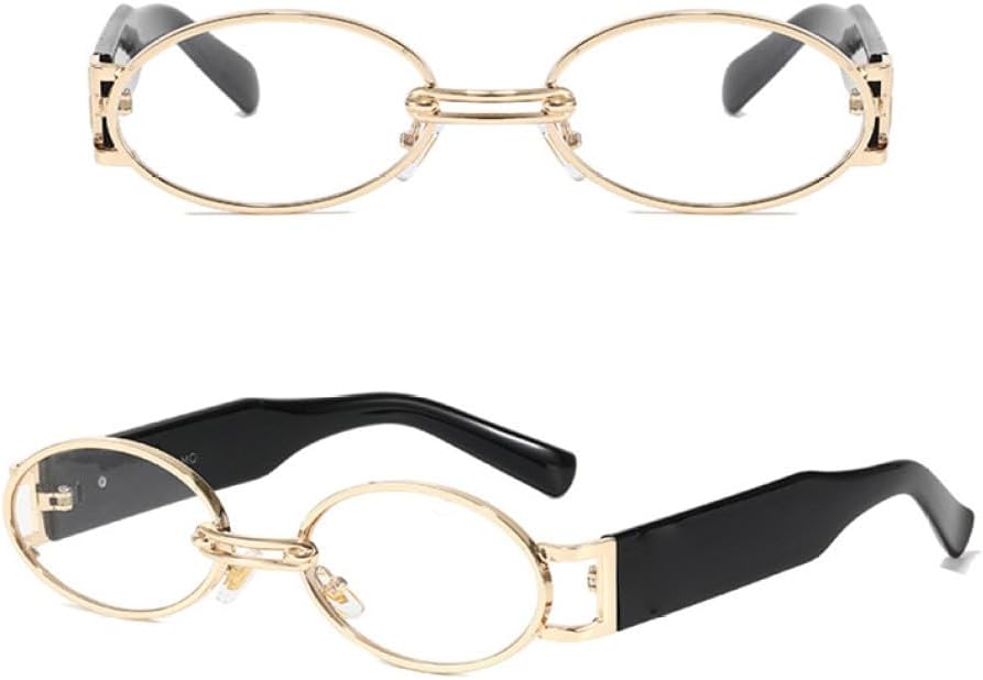 

Женские овальные солнцезащитные очки в винтажном стиле, маленькие металлические, в стиле панк, женские очки-очки в стиле стимпанк, защита от ультрафиолета UV400 LANGSER, Black Clear