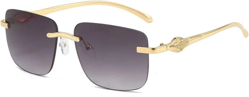 

Солнцезащитные очки без оправы прямоугольной формы для женщин, маленькие мужские очки, металлический многоугольный корпус, защита от УФ-излучения UV400 TVTBBVV, C2