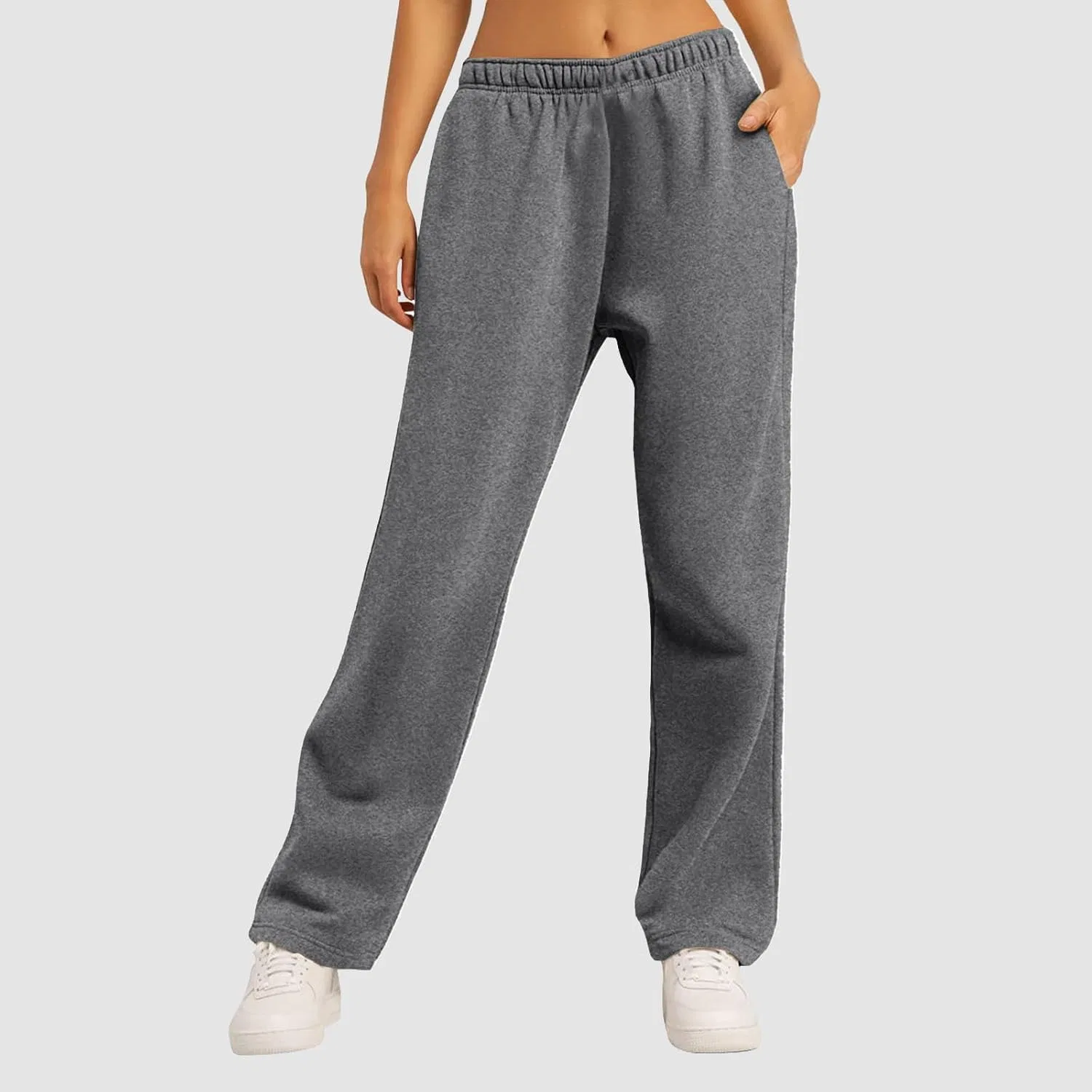 Спортивные брюки широкие, Elastic High Waisted Baggy Drawstring, A18 Grey — фото 4