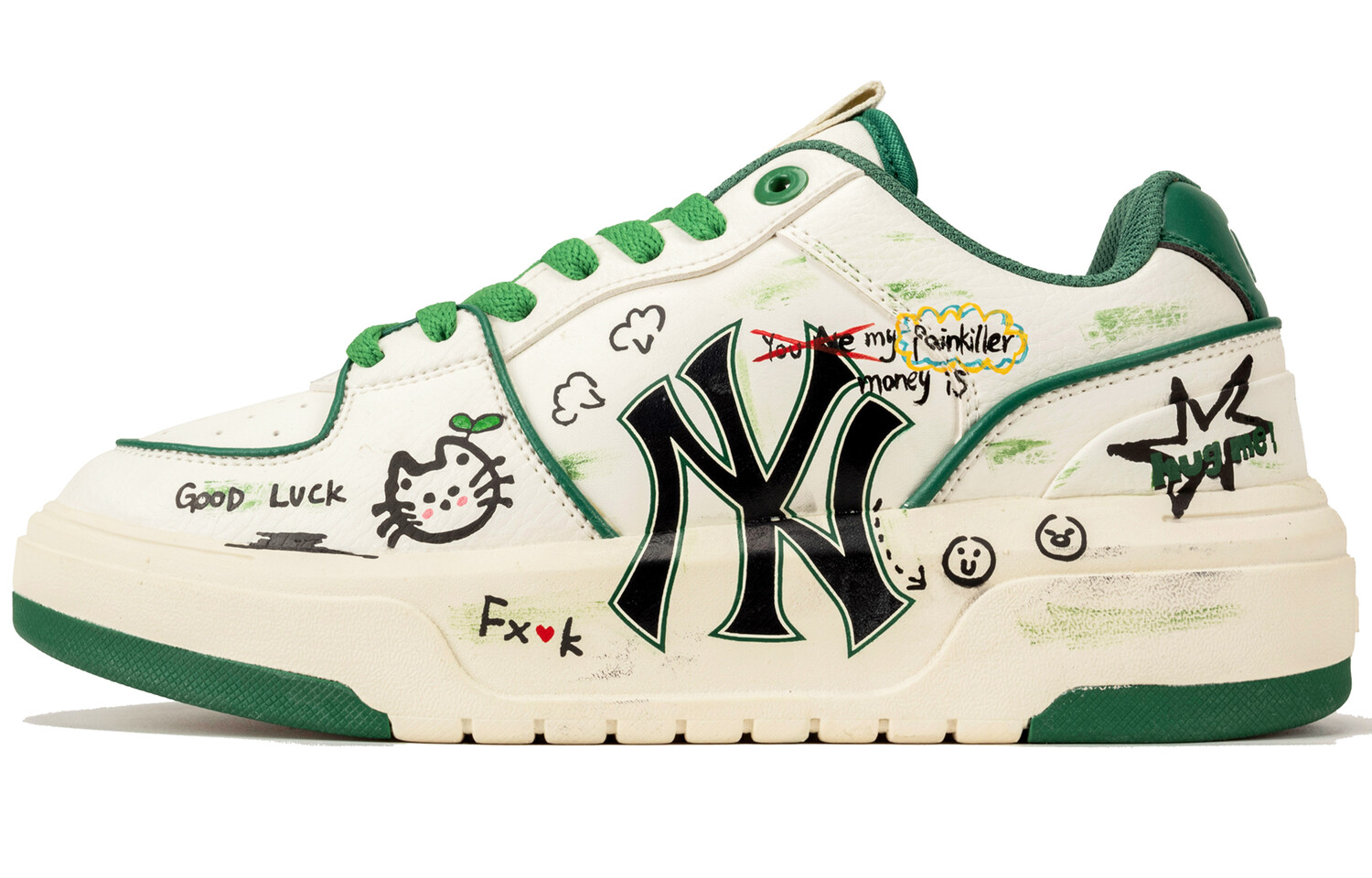 

Кроссовки MLB Chunky Liner Skateboarding Shoes Unisex Low-top White, зеленый