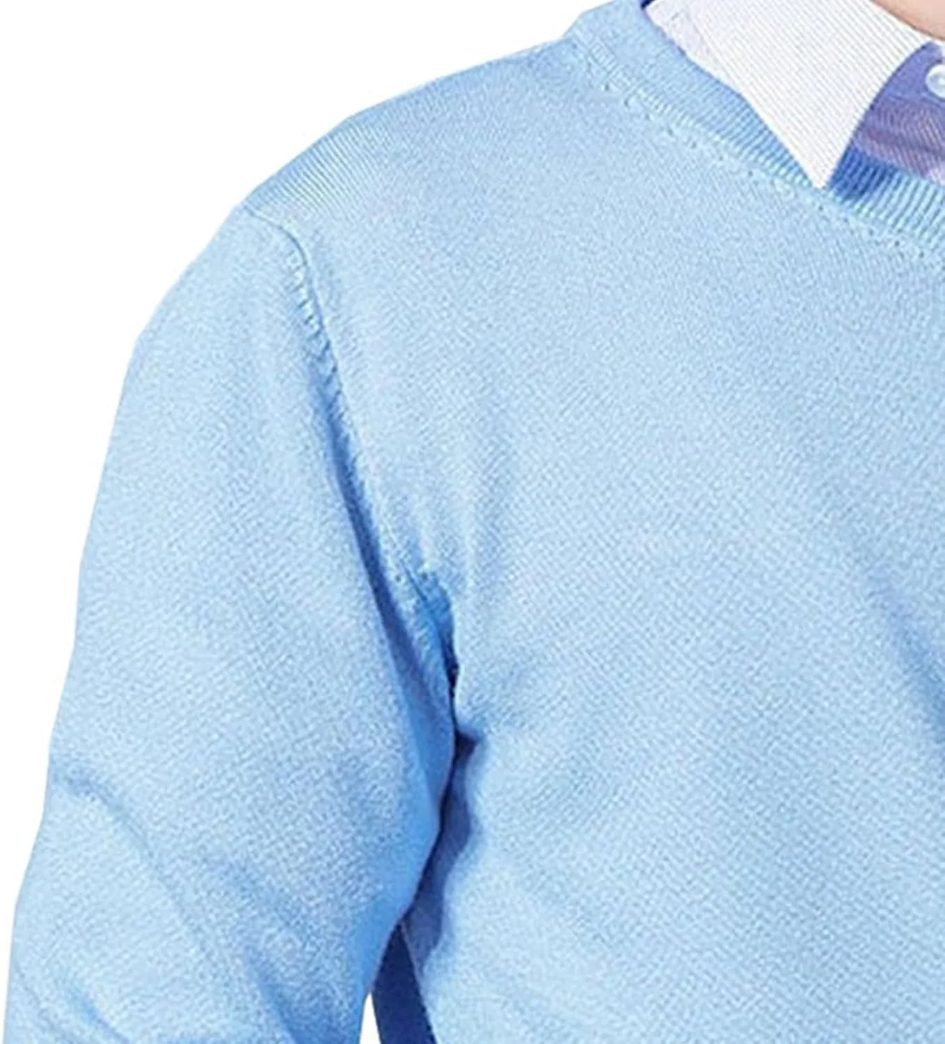 V-образный свитер мужской осенний рифленый трикотаж slim fit с длинным рукавом — фото 4