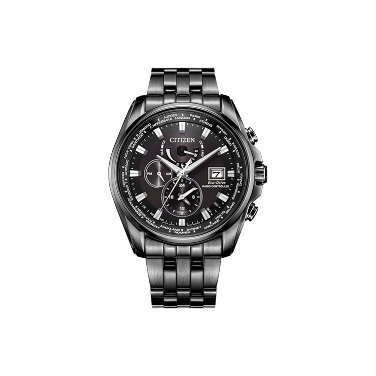 

CITIZEN Часы Solar Quartz Movement Stainless Steel Strap Watch Men's Watch Black Dial, AT9127-80E Black