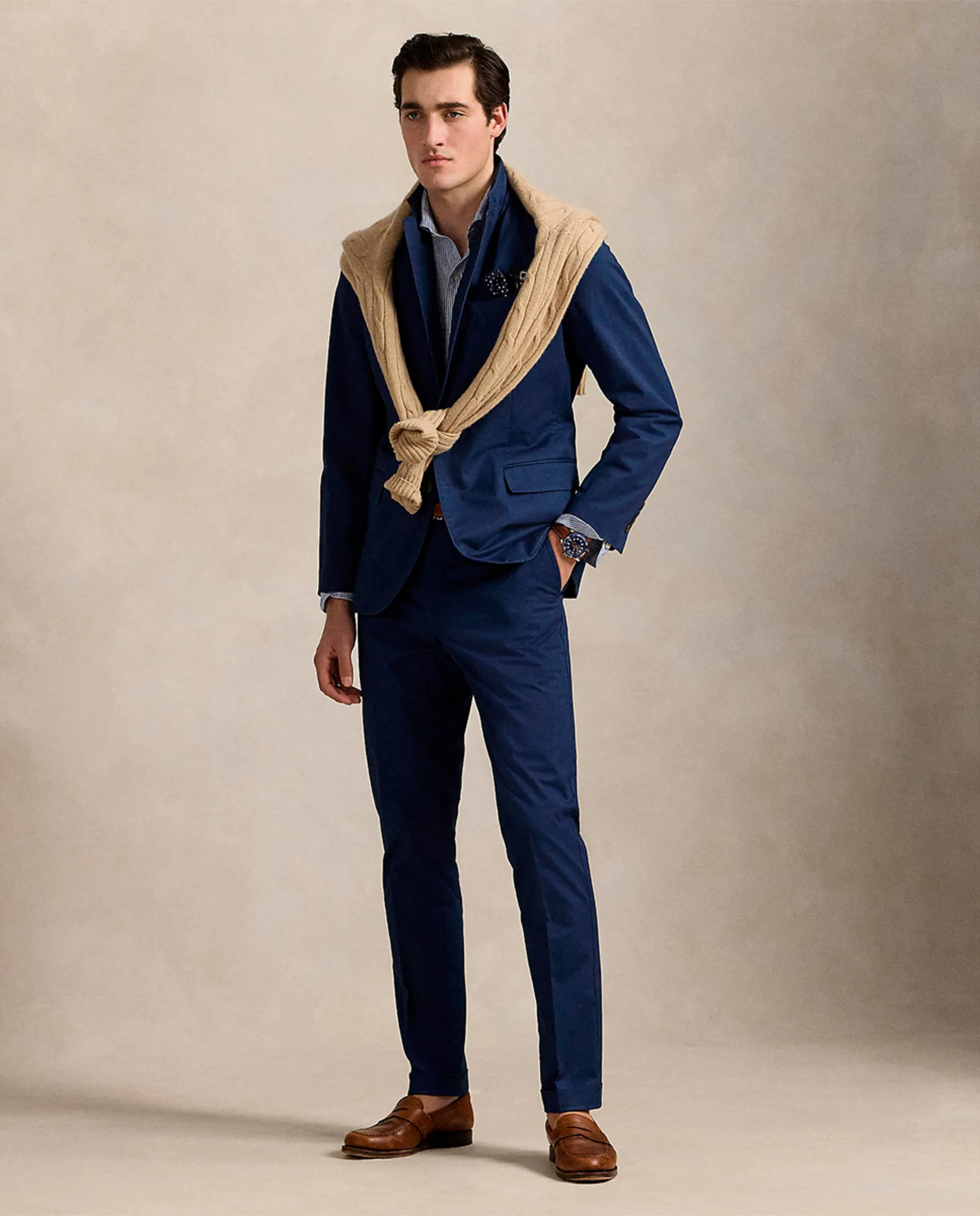 

Мужские брюки из эластичного китайского костюма Polo Ralph Lauren, темно-синий