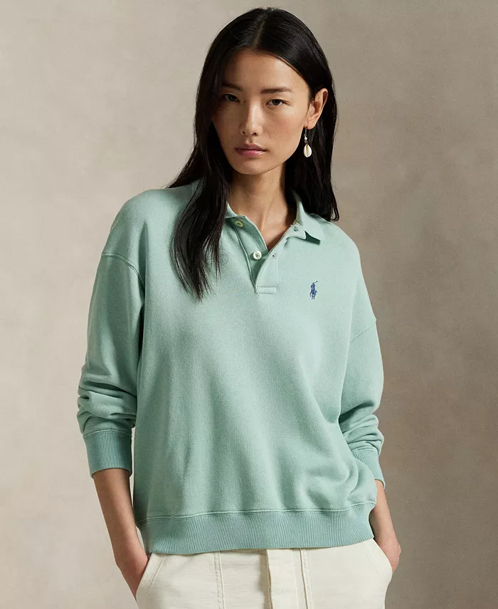 

Женская легкая флисовая толстовка-поло с длинным рукавом Polo Ralph Lauren, зеленый