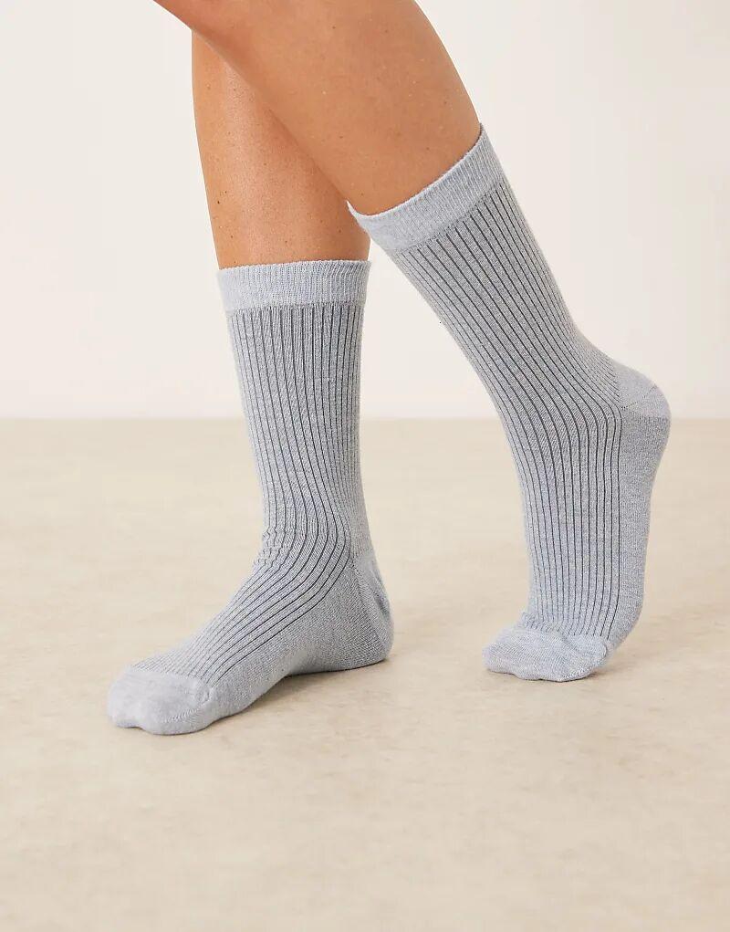 

Носки в рубчик ASOS DESIGN светло-голубого меланжевого цвета