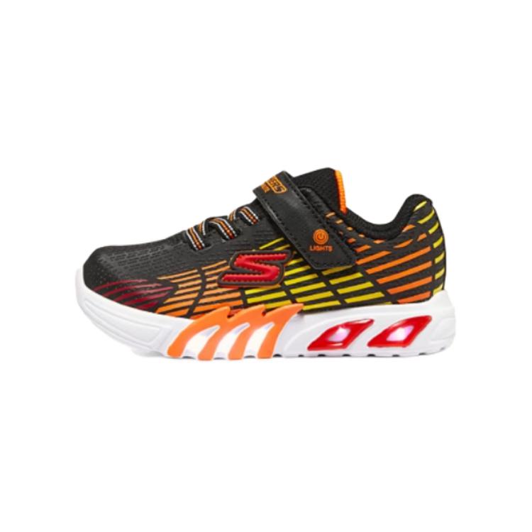 

Skechers Kids S Lights Slip Resistant Anti Kick низкие детские ботинки Black Orange для малышей