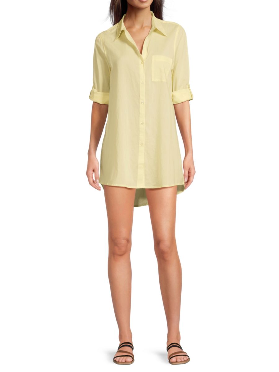 

Платье-рубашка-мини из хлопковой вуали True Destinations, желтый