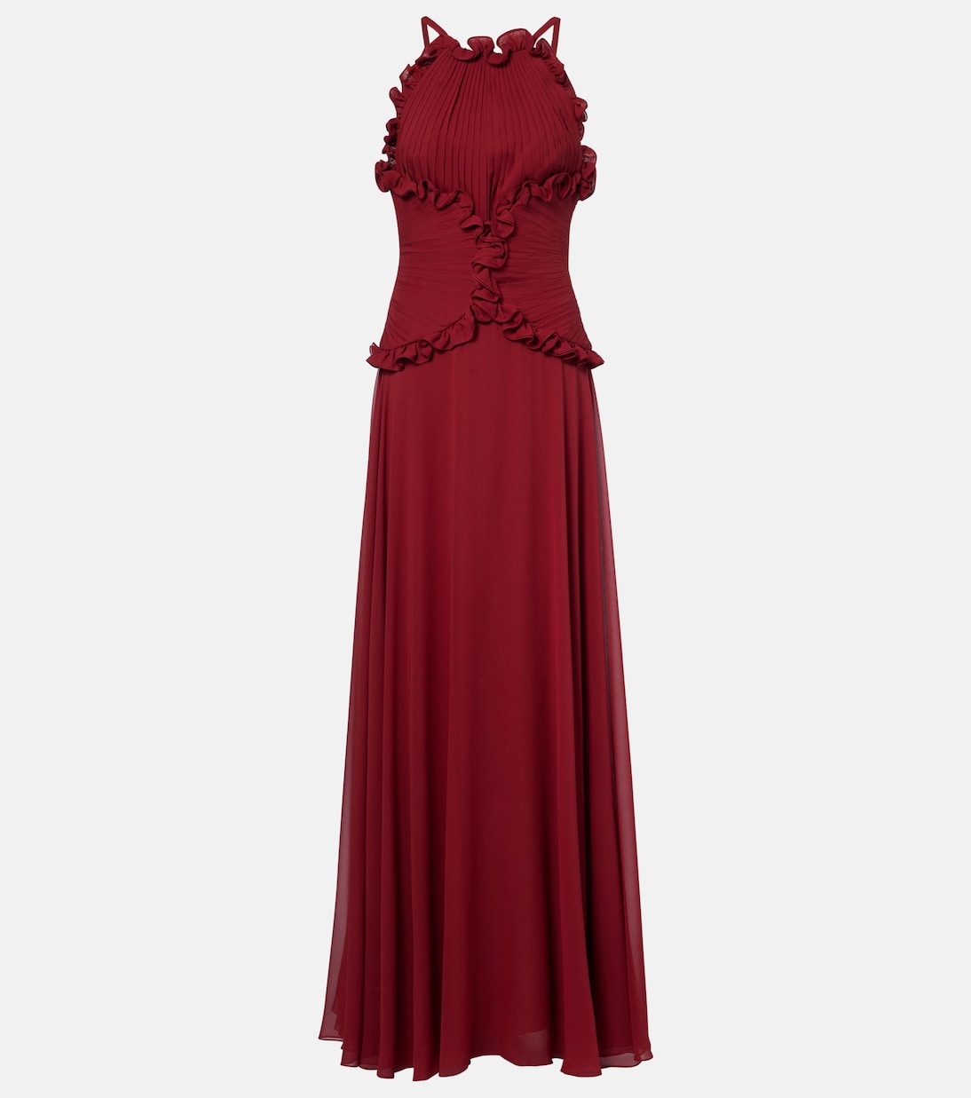 

Платье из шелкового жоржета с оборками Elie Saab, Luscious Red
