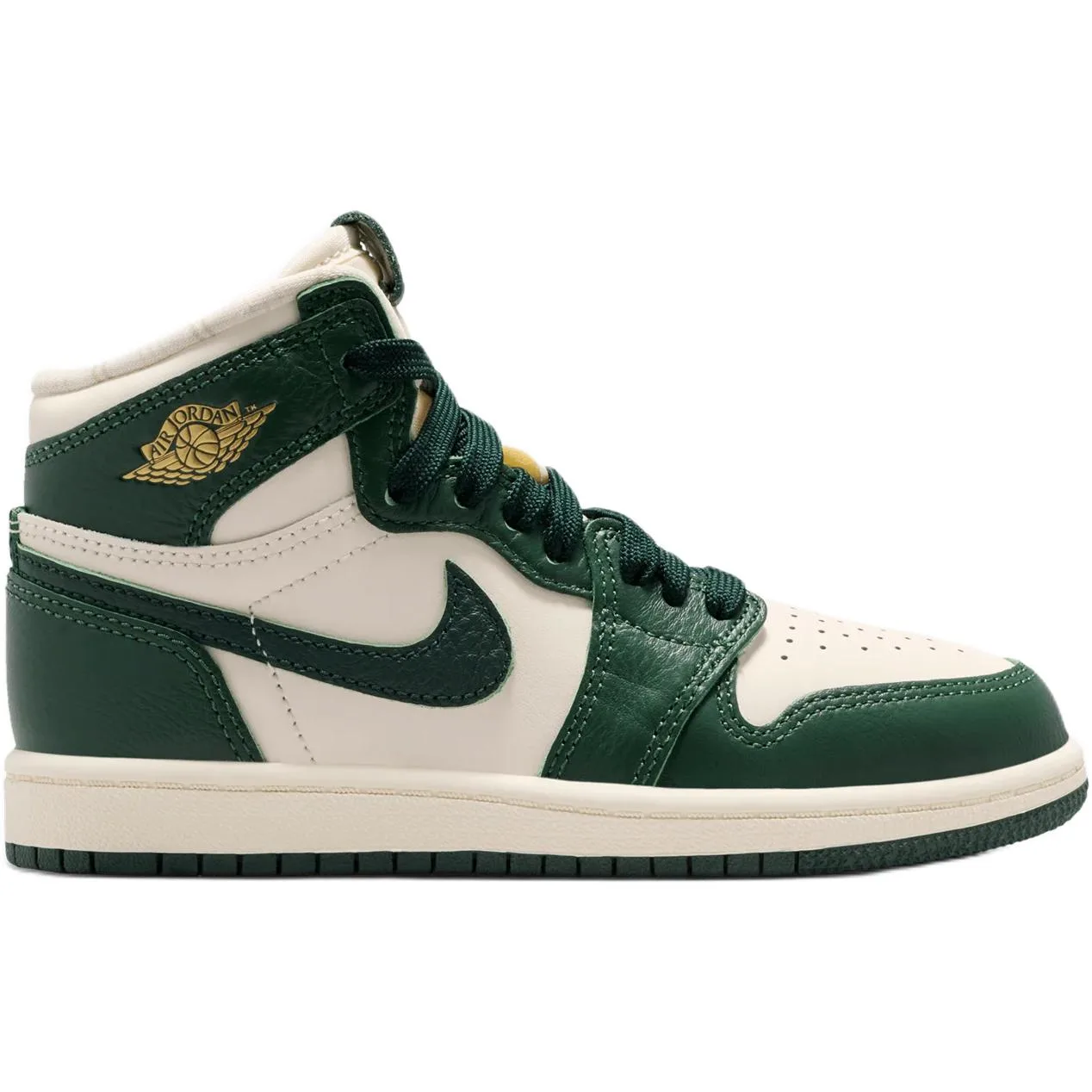 Jordan Кроссовки детские баскетбольные Air 1 High Top бело-зеленые для детей 3-7 лет — фото 3