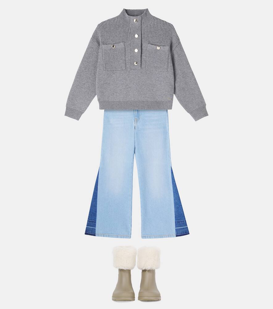 Свитер из смеси хлопка и шерсти Chloé Kids, Gris Chine — фото 2