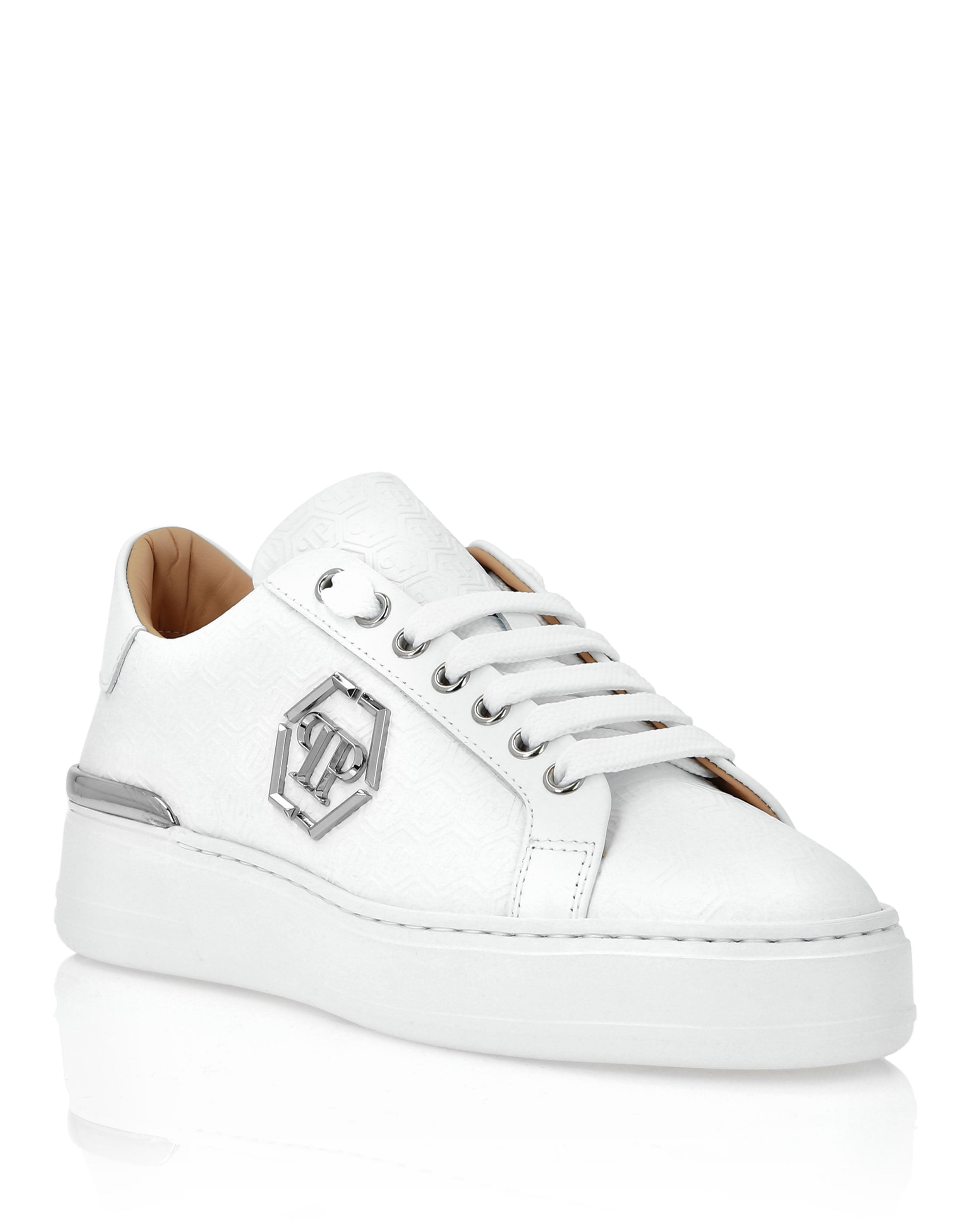 

Кроссовки Monogram на низком ходу из кожи Nappa PHILIPP PLEIN, белый