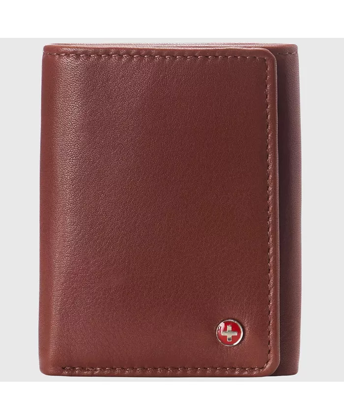 

Мужской кошелек Leon Trifold с защитой от RFID, из натуральной кожи, с окошком для удостоверения личности Alpine Swiss, коричневый/бежевый