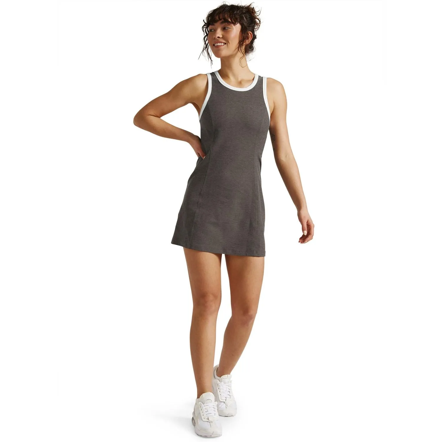 

Платье с контурным принтом спейсдай Beyond Yoga, True Gray Heather/Cloud White