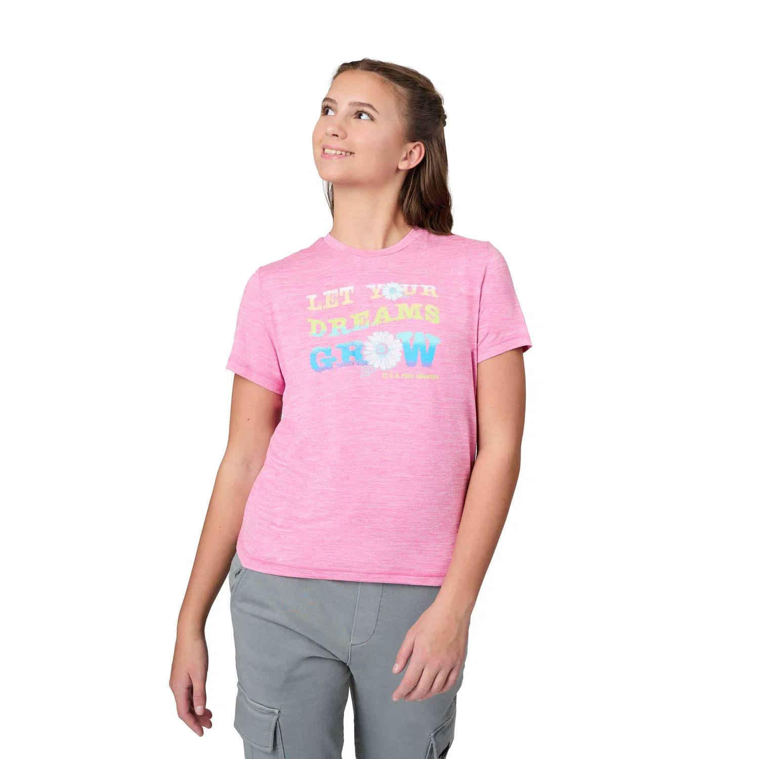 Футболка Free Country Girls' Microtech Graphic Crew Neck Shirt, Fuchsia — фото 3