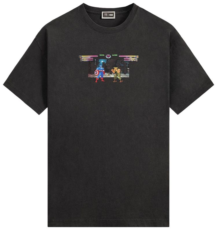 

Футболка Kith x Marvel vs. Capcom в индустриальном винтажном стиле, черная, Черный, Футболка Kith x Marvel vs. Capcom в индустриальном винтажном стиле, черная