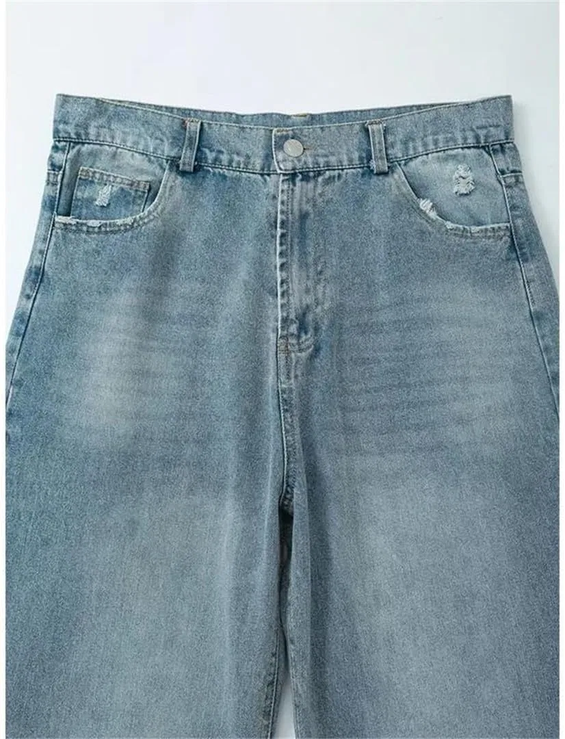 Джинсы High Waist Ripped Wide Leg Jeans, 55 — фото 4
