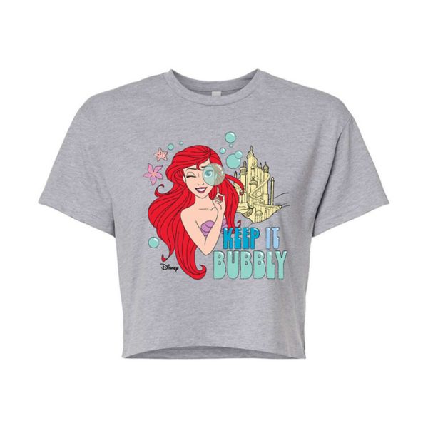 

Укороченная футболка с принтом «Keep it Bubbly» от Princess Ariel Juniors Disney, серый