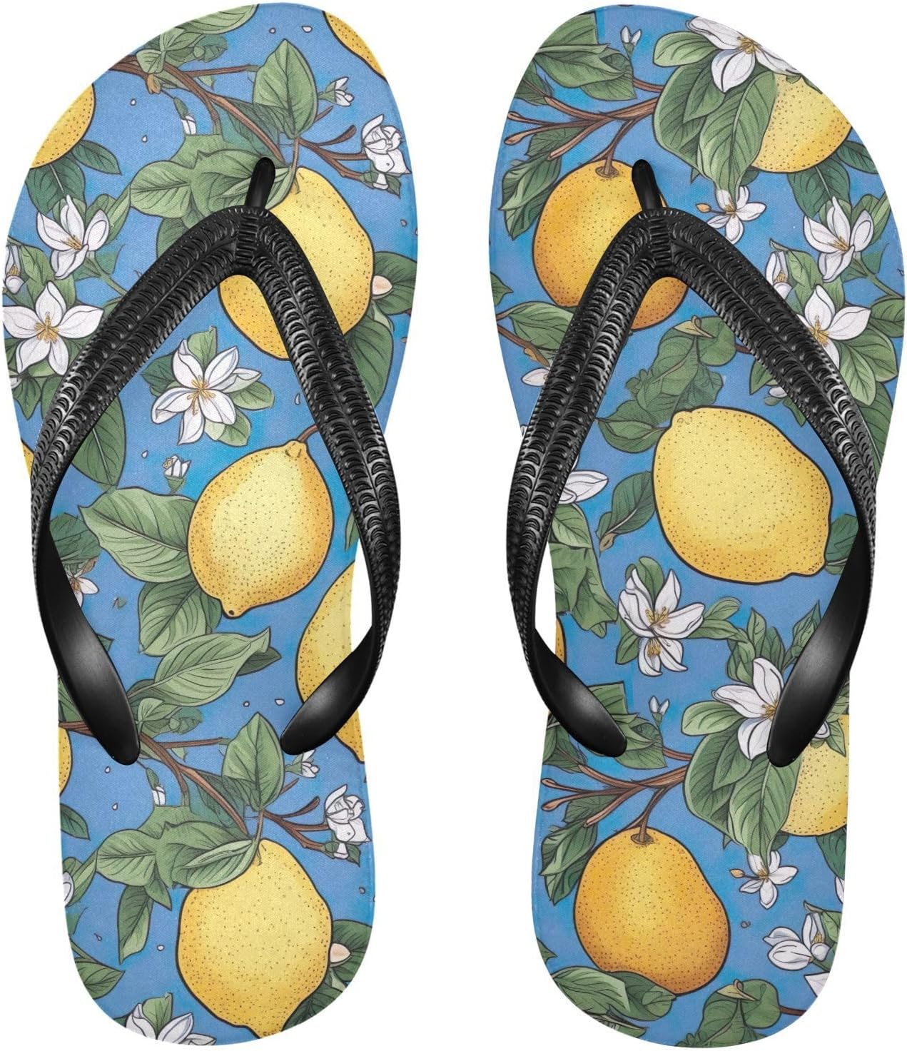 

Женские и мужские шлепанцы SPRIPORT Flowers Lemons Slim, удобные повседневные вьетнамки с мягкой подошвой и противоскользящей резиновой подошвой, для ванной, душа, пляжа и прогулок летом, Multicoloured