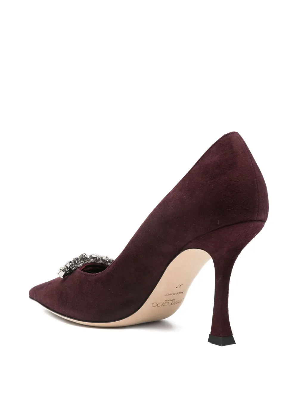 Туфли-лодочки с острым носком, украшенные кристаллами, 90 мм JIMMY CHOO, красный — фото 3