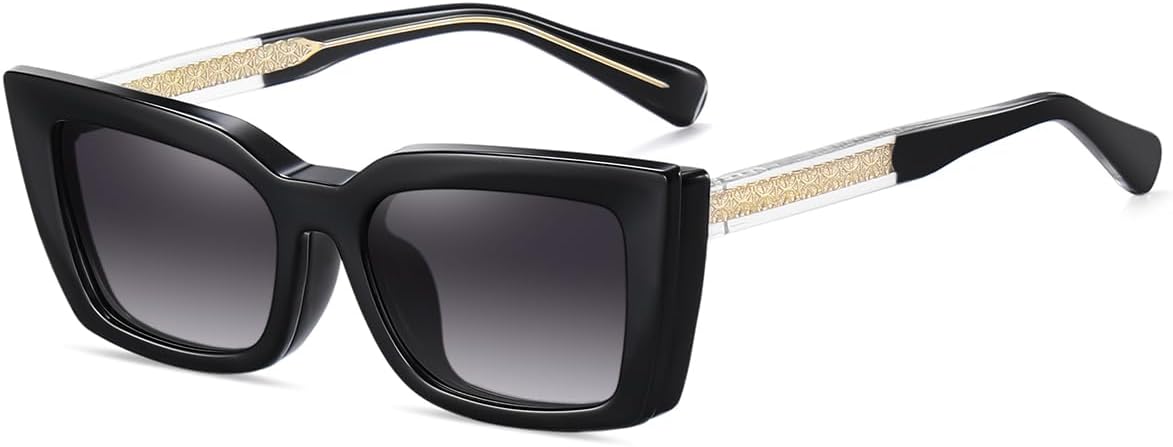 

Солнцезащитные очки в квадратной оправе, поляризованные, с магнитным креплением TR90, модель «кошачий глаз», женские, для вождения, с защитой от УФ-излучения UV400, дужки из ацетата weiyuchen, Black With Grey