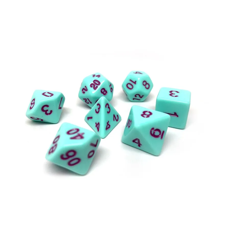 

Мятный непрозрачный с темно-бордовым (7), Dice - 7 Piece Poly Sets - Assorted (Easy Roller Dice)