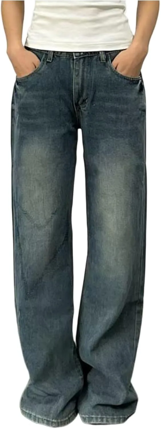 

Женские джинсы Y2k в стиле бойфренд прямые широкие