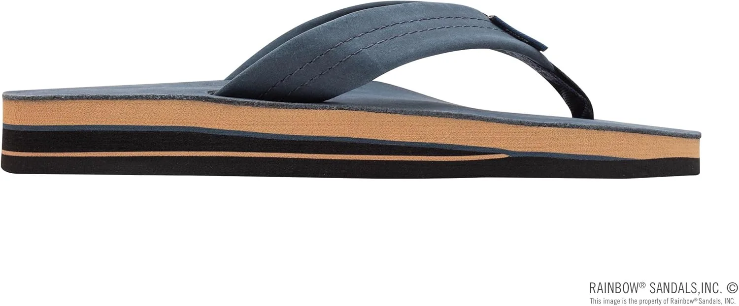 Мужские классические кожаные сандалии Радужные Rainbow Sandals, темно-синий — фото 4