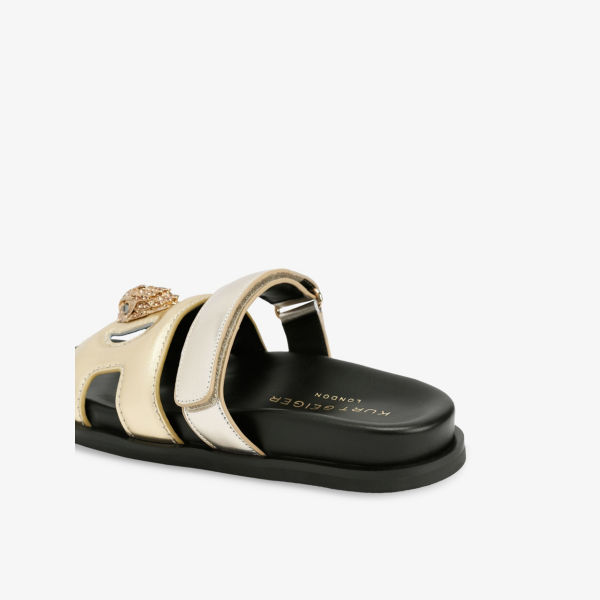 Сандалии Kurt Geiger London из металлизированной кожи с вырезом в виде орла, золотой — фото 4